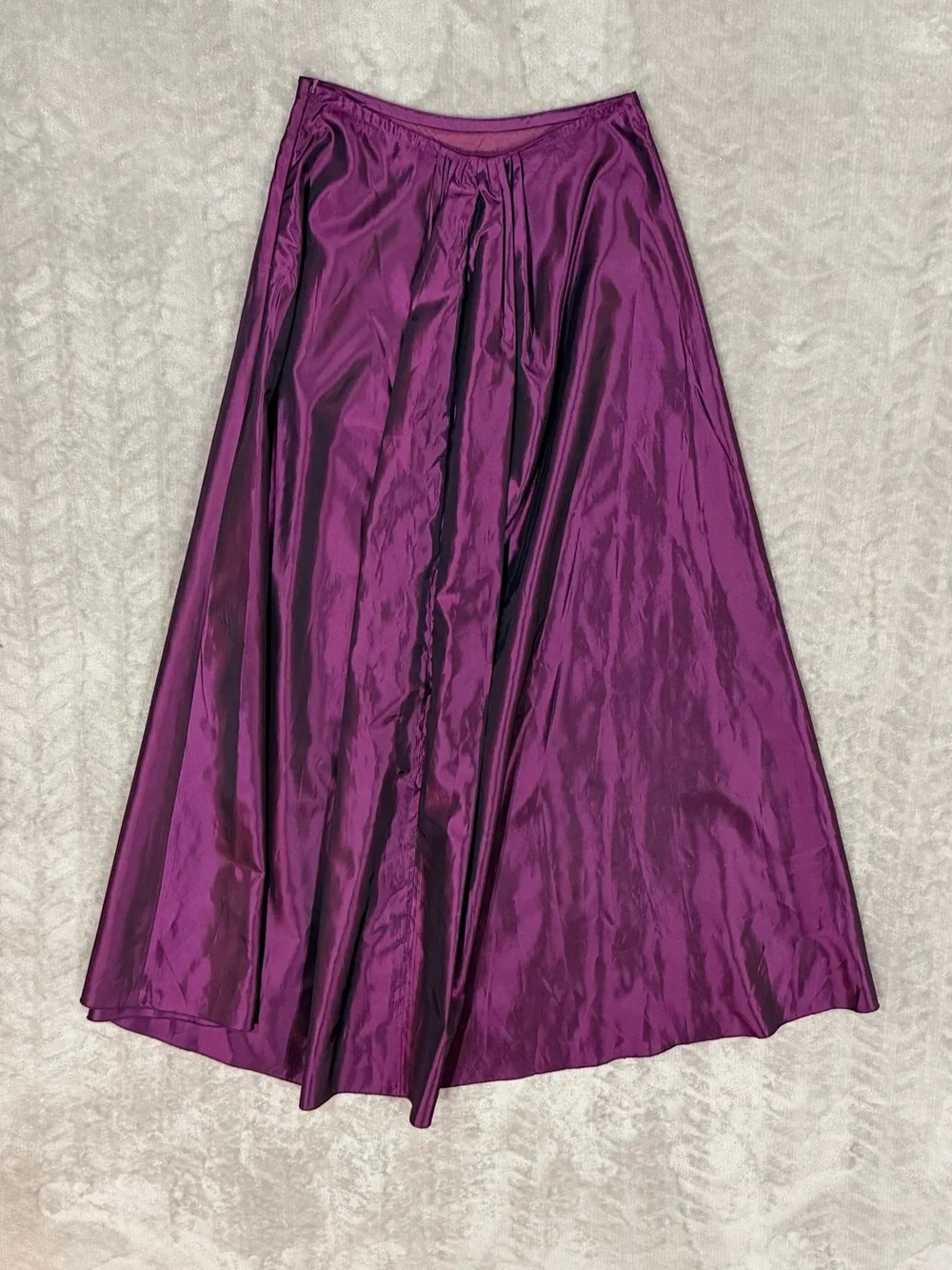 Vintage Express Iridescent Plum Taffeta Maxi Skirt - 90s Y2K Dramatic A-Line